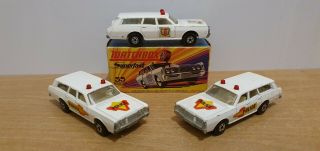 3 X Matchbox Superfast No 55 Mercury Police Cars Plus 1 X Box