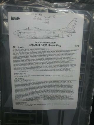 SPECIAL HOBBY 1/72 F - 86L SABRE DOG SH72144.  Complete / no box 3
