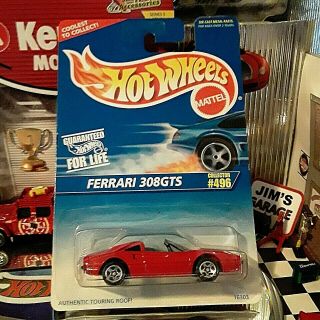 1995 Hot Wheels Card 496 (magnum Pi) " Ferrari 308gts " Red 5 Spoke Vhtf