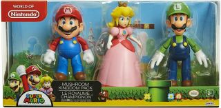 Jakks Pacific World Of Nintendo Figures Box Set Mario Princess Peach Luigi