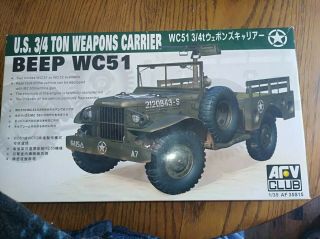 Afv Club 1/35 U.  S.  3/4 Ton Weapons Carrier Wc51 Beep 35s15 Partial Assembly