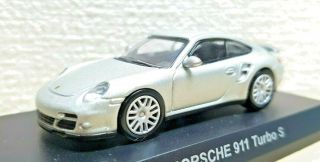1/64 Kyosho Porsche 911 Turbo S Silver Diecast Car Model