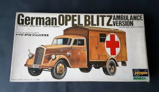 Hasegawa Mini Box No:15 1/72 Ww2 German Opel Blitz Ambulance Version Model Kit