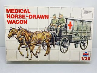Vintage Esci Medical Horse Drawn Wagon 1/35 Scale Model Kit 5014 Open Box