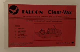 Falcon Clear - Vax 1/48 Scale Canopy Set No.  7 Us Navy Wwii (part One)