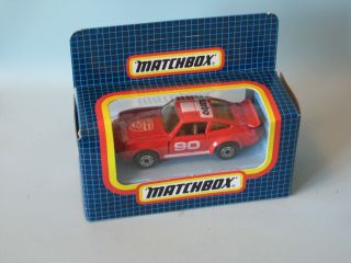 Matchbox Porsche 911 Turbo Red Body Grid Blue Box Toy Model Car 75mm