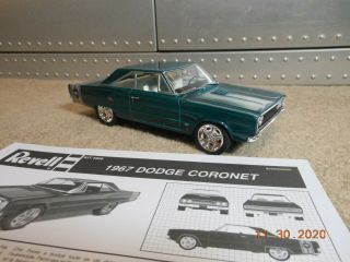 1967 Dodge Coronet R/t Nicely Built 1/25 Scale Model Car Kit,  Revell,  Turquoise