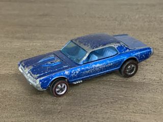 Hot Wheels Redline - Early Custom Cougar In Blue W/ A Blue Interior Blue Ws.  Hk