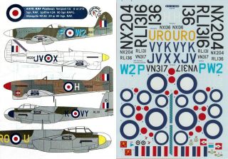 Kits At War Decals 1/48 Spitfire F.  24 Tempest F.  6 Mosquito Nf.  36 80 213 Sqn (raf)