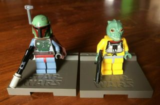 Star Wars Lego Minifigures Boba Fett Bossk From 8097 Slave 1 Set Display Stands