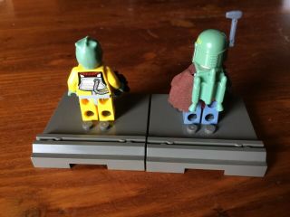 Star Wars Lego minifigures Boba Fett Bossk from 8097 Slave 1 set display stands 2