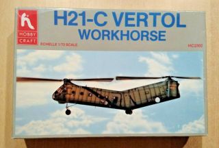 53 - 2302 Hobbycraft 1/72nd Scale Vertol H - 21c Workhorse Plastic Model Kit