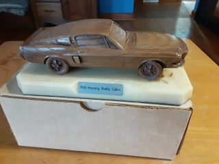 Wooden Model Mounted On Heavy Stone 1968 Mustang Shelby Cobra