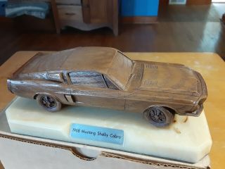WOODEN Model Mounted on Heavy Stone 1968 MUSTANG SHELBY COBRA 2