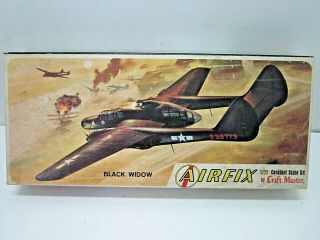 Vintage Airfix Black Widow Airplane 1/72 Scale Plastic Model Kit