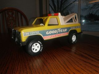 Vintage Gay Toys Yellow Plastic Tow Truck Wrecker Good Year Tires Made In Us 13 "