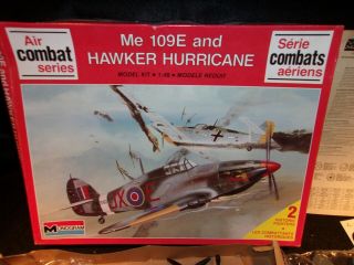 Vintage Monogram 1:48 Me 109e & Hawker Hurricane Plastic Model Airplane Kits