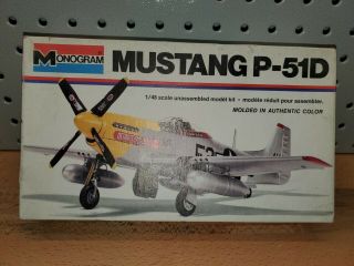 Vintage Monogram Mustang P - 51d 1:48 Model Airplane Kit Wwii Fighter Nose Art