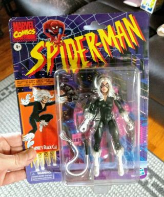 Retro Black Cat Figure In Hand Vintage Spider - Man Marvel Legends Exclusive ⚡