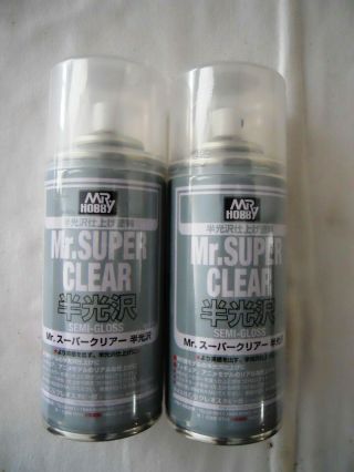 2 Cans Mr Hobby Mr.  Clear Semi - Gloss Clear Model Spray Paint 67ml