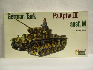 Armor Esci German Tank Pz.  Kpfw.  Iii Ausf.  M 1/72scale 8001 Complete Kit