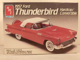 1957 Ford Thunderbird Hardtop Convertible Amt 1:25 Model Kit 6516 Open Box