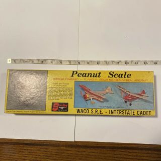Vintage Sterling Peanut Scale Balsa Flying Two Model Airplane Kit Waco Sre Nos