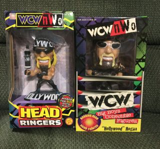 Wcw 1998 - 99 “hollywood” Hulk Hogan Bobble Head & Head Ringers Figures Mib