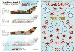 Aeromaster Decals 1/48 Mig - 15bis Fagot 176th Iap 351st Iap 146th Giap (vvs/dprk)
