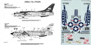 Microscale Decals 1/48 F - 8d/k Crusader Vmf - 321 Hells Angels Vmf (aw) - 451 (usmc)