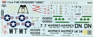 Academy 1:72 F - 8e Crusader Usmc Decal Sheet D1615u