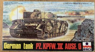 Esci German Tank Pz.  Kpfw.  Iv Ausf.  G.  - 1/72 Scale - Vintage 1977 Kit