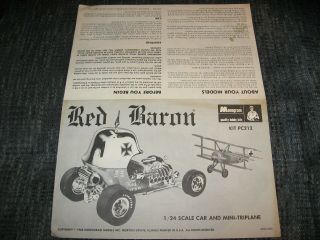 Vintage 1968 Monogram Red Baron Model Instructions Only