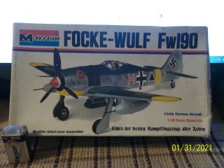 Unbuilt 1/48 " Focke - Wulf Fw190 " Ww2 German Fighter Airplane Monogram 6804