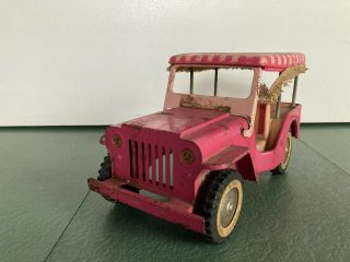 Vintage Tonka Pink CJ3a Beach Surrey Jeep,  Truck,  Pressed Steel Toy Vehicle 3