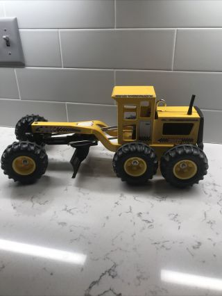 Vintage 17 " Tonka Pressed Steel Road Grader Yellow Construction Toy Truck 16180