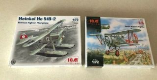 Icm 1/72 Heinkel He 51b - 2 German Floatplane And I - 5 Soviet Biplane Fighter