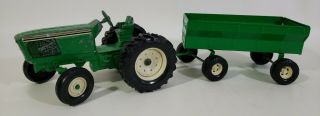 Vintage Ertl 415 Row Crop Tractor And Wagon 1/16 Diecast Green