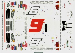 NASCAR DECAL 9 DODGE DEALERS 2001 DODGE R/T BILL ELLIOTT 1/24 2
