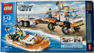 Lego City 7726 Coast Guard Truck Speed Boat Set Box Only Empty Box