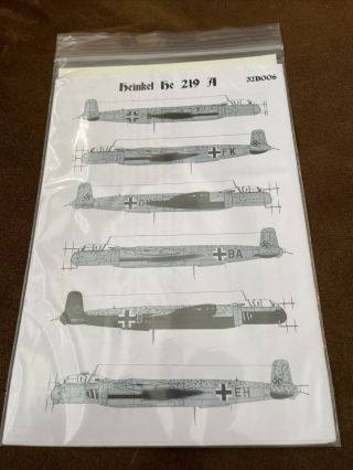 1/32 Aims Decals 32d006 Heinkel He 219 A - Us Only
