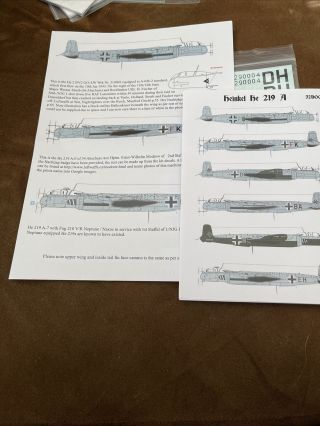 1/32 AIMS Decals 32D006 Heinkel He 219 A - US Only 2