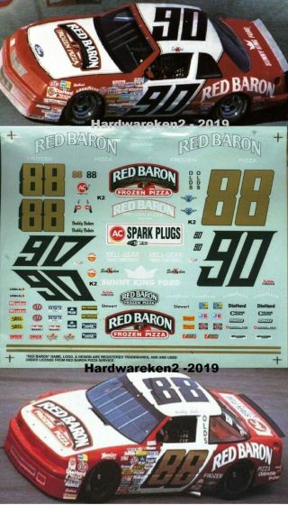 Nascar Decal 88 90 1986 - 88 Red Baron Pizza Ford/oldsmobile B.  Baker/k Schrader