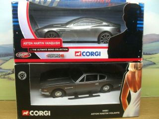 2x Corgi Toys James Bond 007 Aston Martin Volante & Vanquish Ex Shop Stock