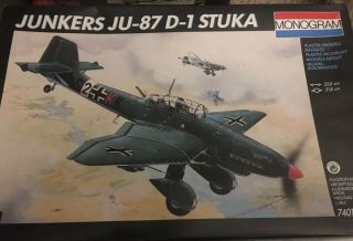 1/48 " Junkers Ju - 87 D - 1 Stuka " Ww2 German Dive Bomber Monogram 74011