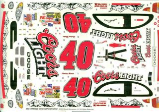 NASCAR DECAL 40 COORS LIGHT 2003 DODGE STERLING MARLIN - 1/24 2