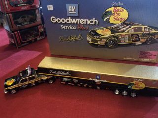 Xrare Dale Earnhardt 3 Bass Pro Shops 1998 Nascar Die Cast Dually With Trailer