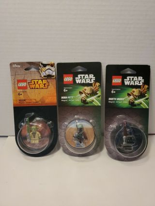 Q - Lego Star Wars Darth Vader Boba Fett & Yoda Magnet Mandalorian