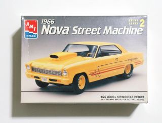 Amt Ertl 1966 Nova Street Machine 1/25 Scale Model Kit Open Box Car To Build
