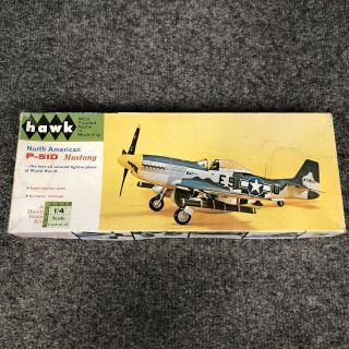 Vintage Hawk Wwii North American P - 51d Mustang Model Kit 1:48